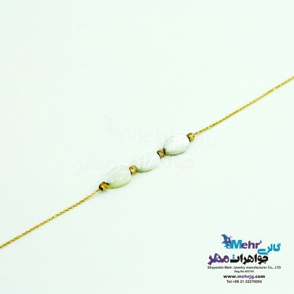 Gold and Stone Bracelet - Leaf Design-MB0178